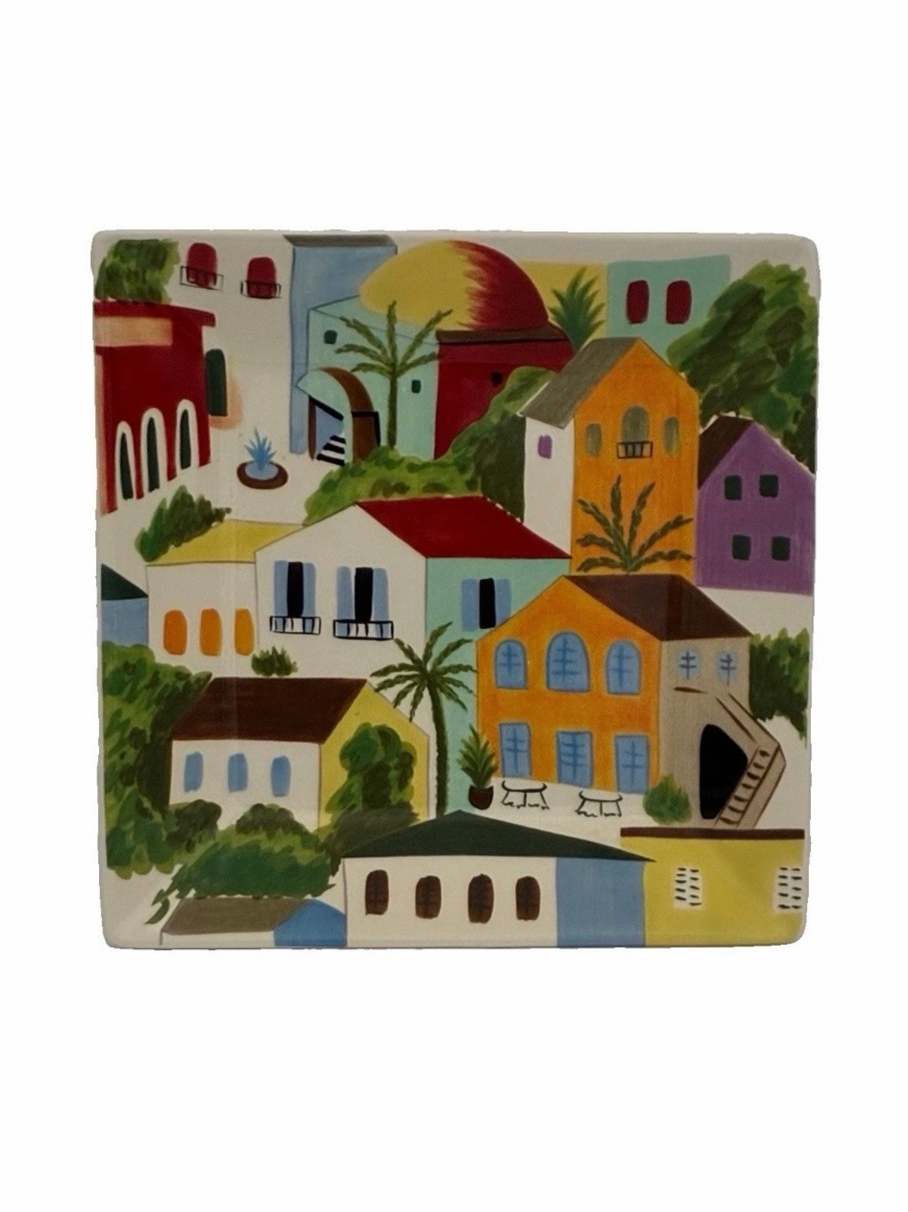 Pier 1 "Villa del Sol" Square Dinner Plate 10" Hand-painted Earthenware